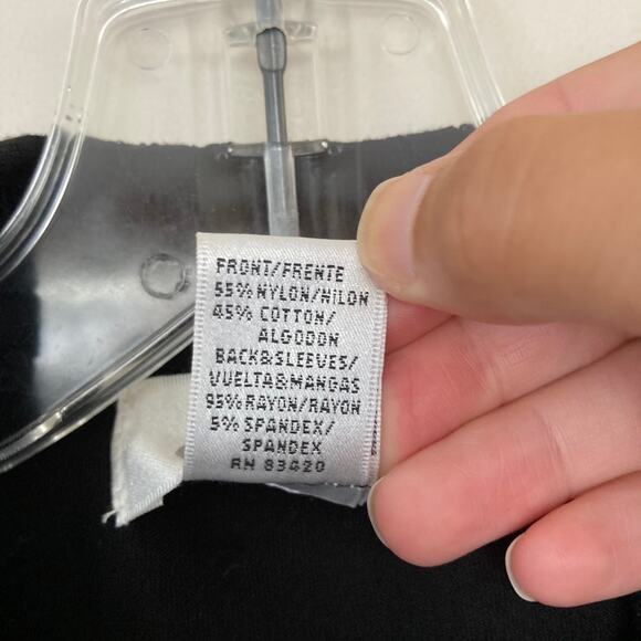 Circles Black Lace Front Long Sleeve Button Down Sz M - Picture 4 of 6